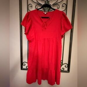 Knox Rose Vibrant Red Textured Top